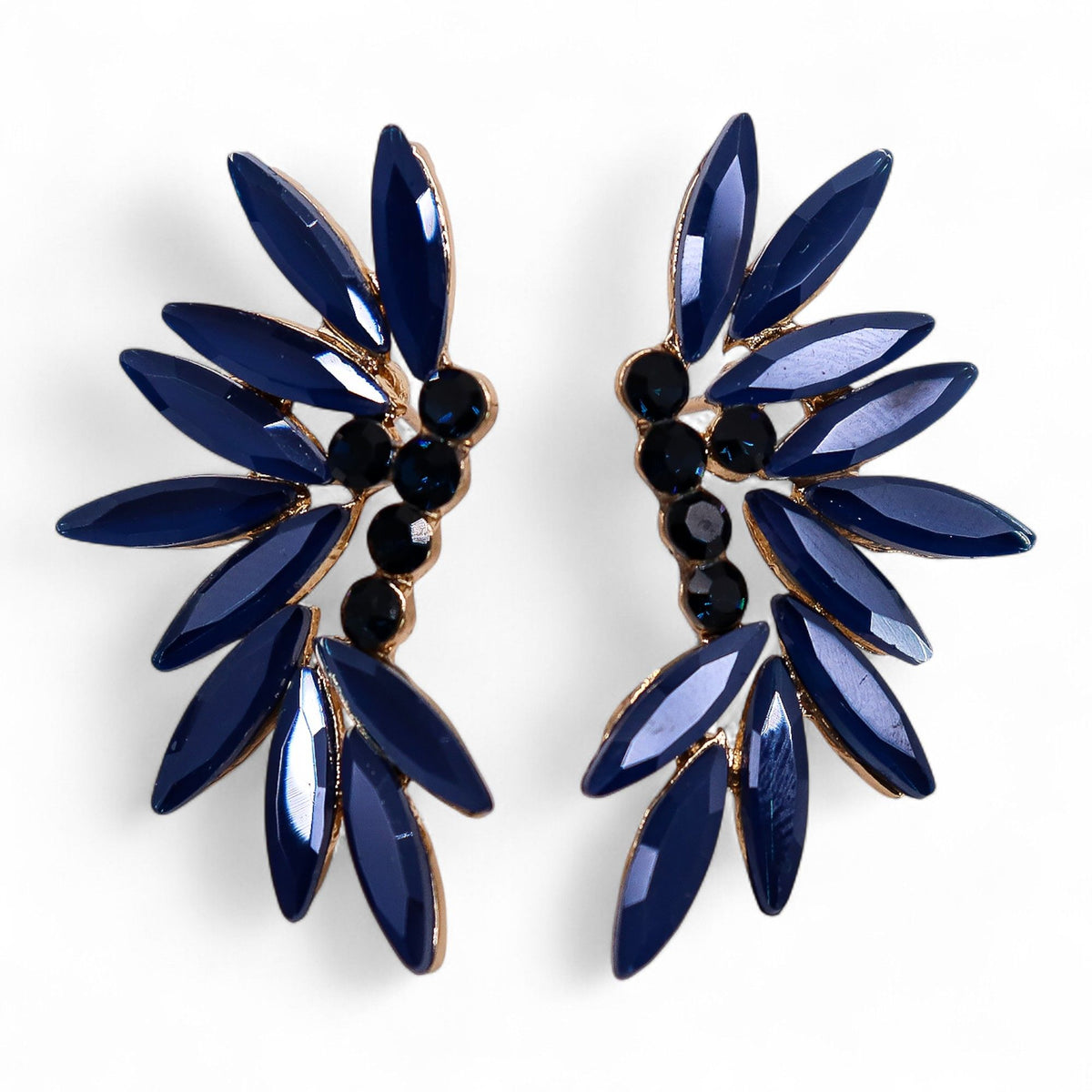 Royal Blue Vintage Glass Earrings - Fairies