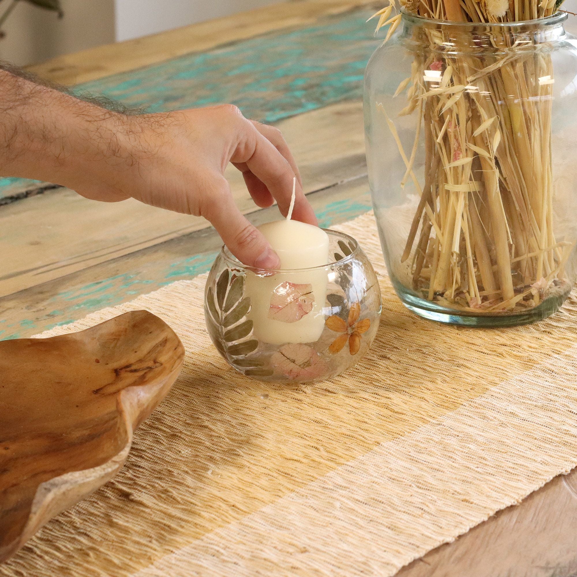 Natural Floral Glass - Bowl Candle Holder – Primavera