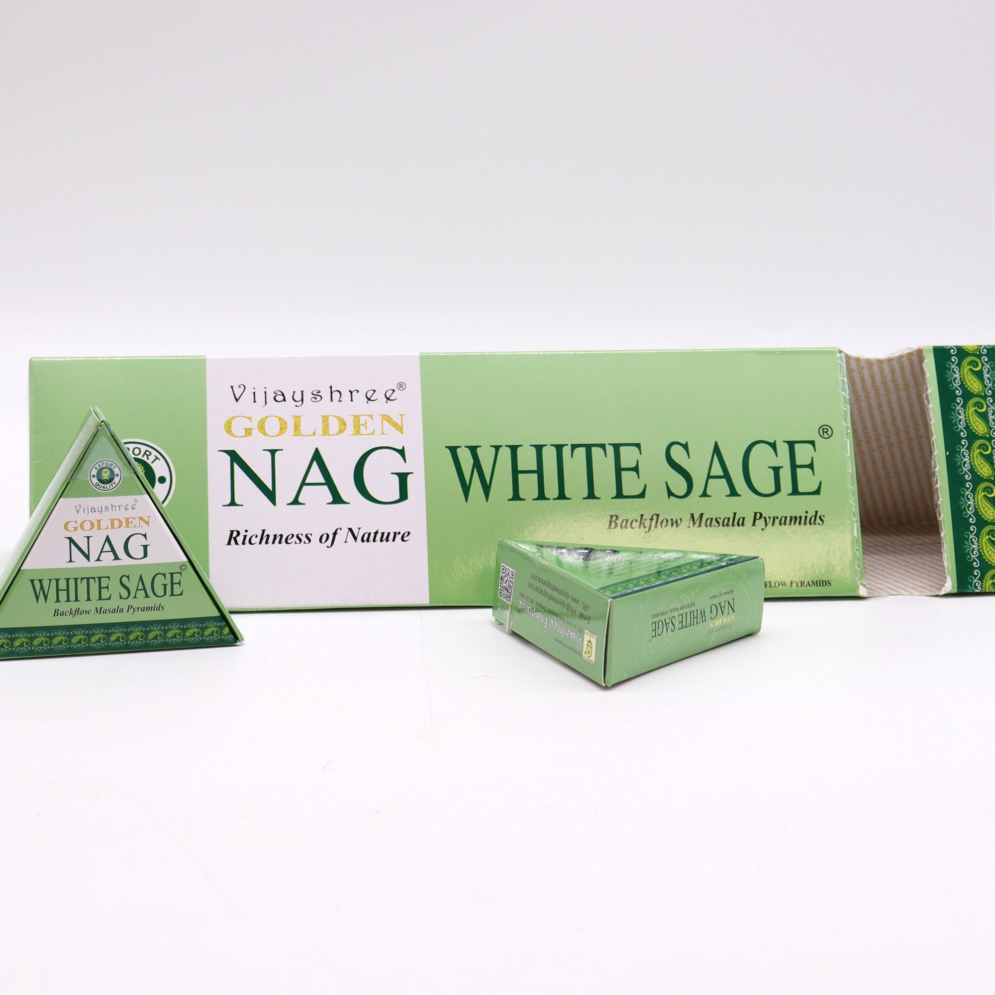 Jumbo Golden Nag Back Flow Incense Cones 42g - White Sage