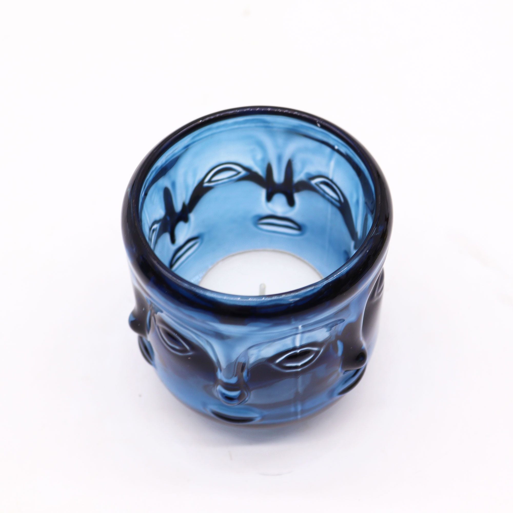 Buddha Faces Candle Jar Set of 2 – Royal Blue