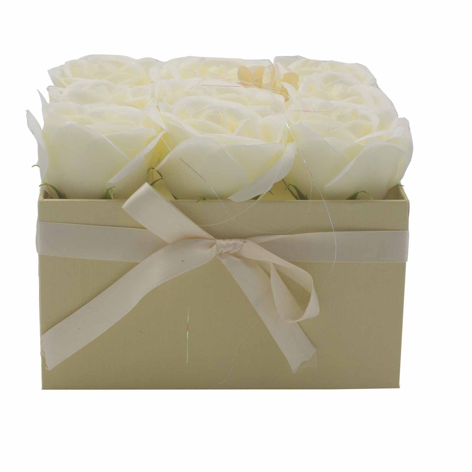Flower Square Box - Cream Roses