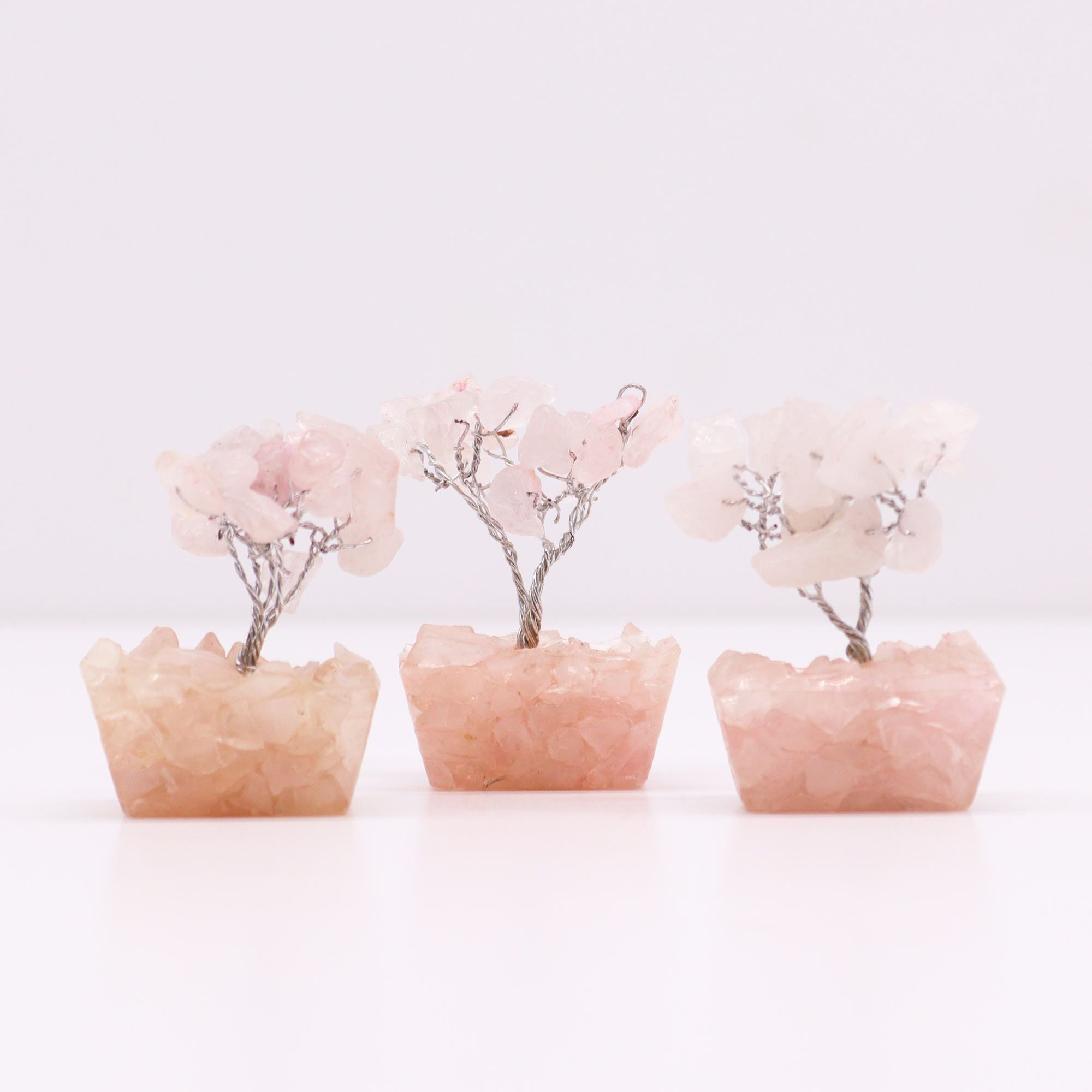 Mini Gemstone Tree on Orgonite Base (15 Stones) - Rose Quartz