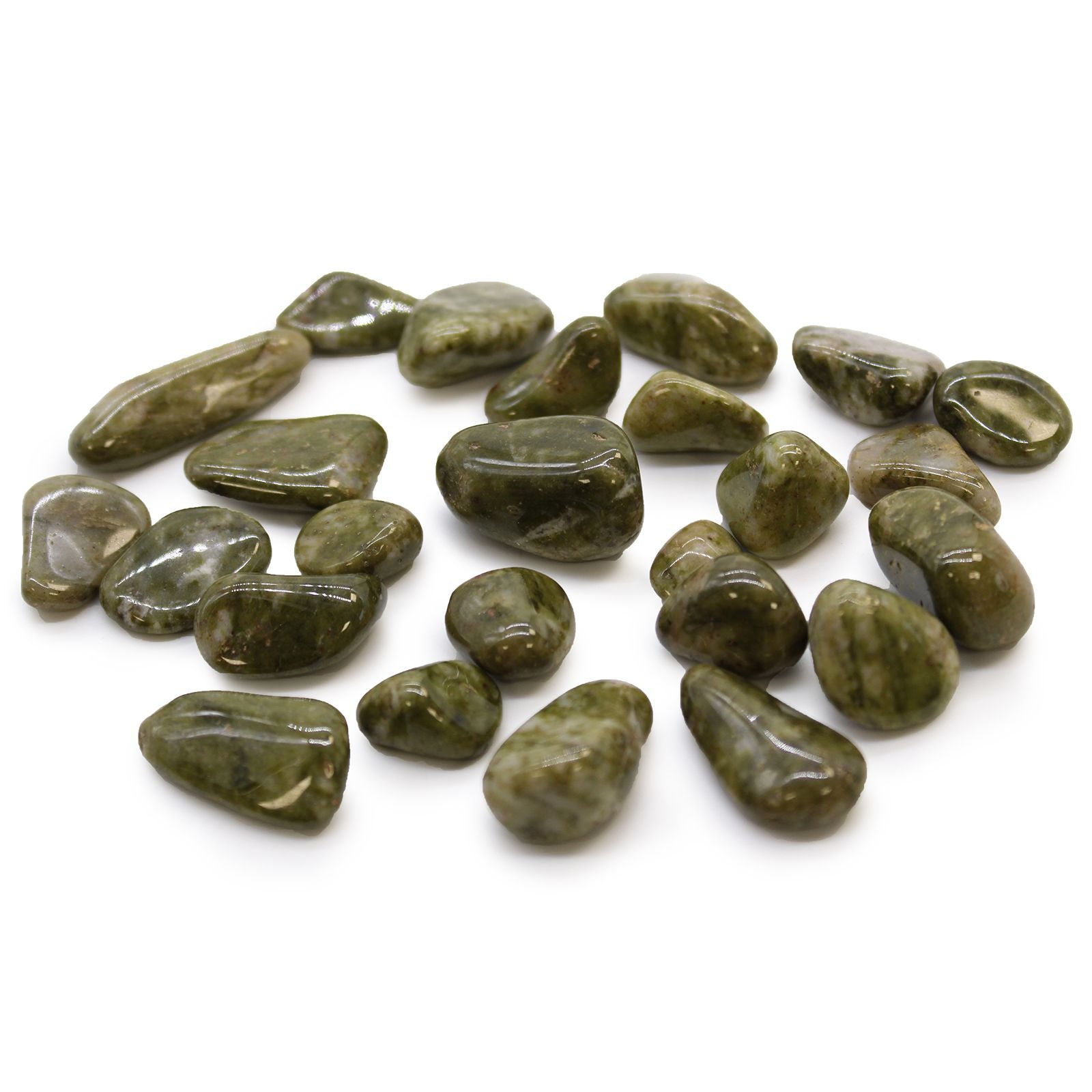 African Tumble Stone x24 - Small - Epidote Snowflake