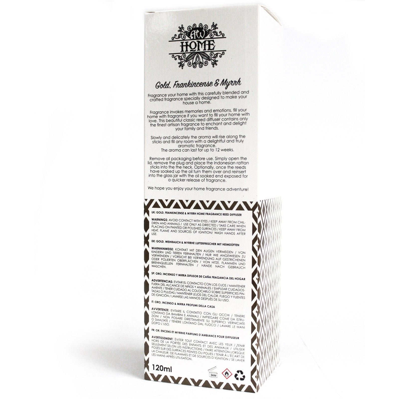 Reed Diffuser 120 ml – Gold, Frankincense & Myrrh
