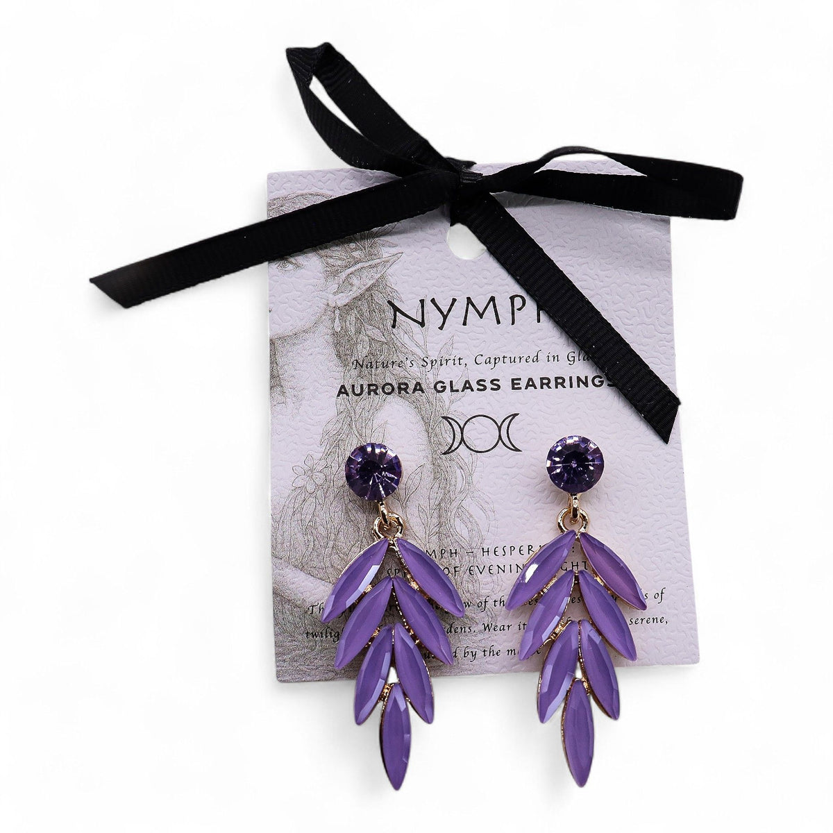 Lavender Vintage Glass Earrings - Fairies