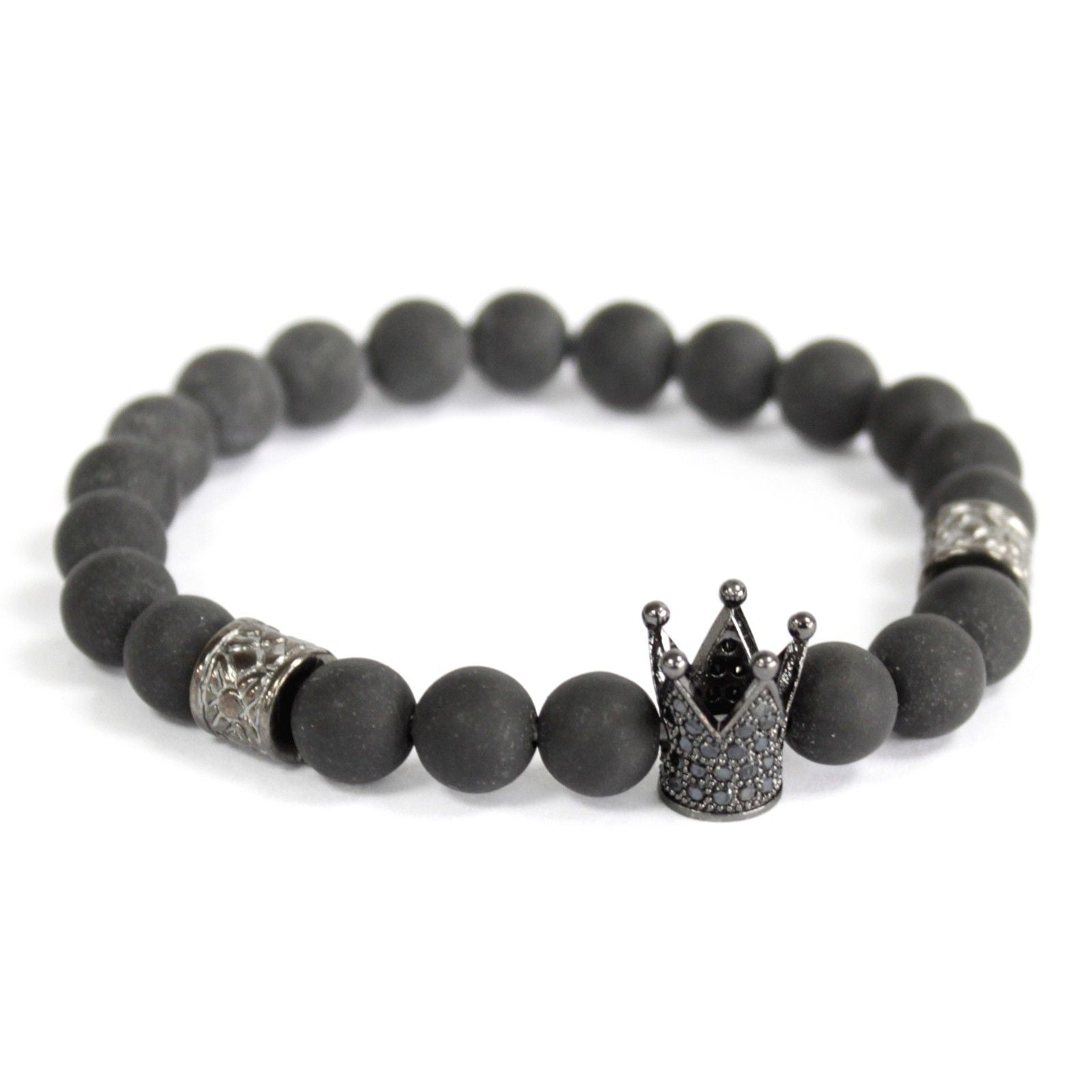 Noble Gemstone Bracelet - Crystal Crown (Black Agate)