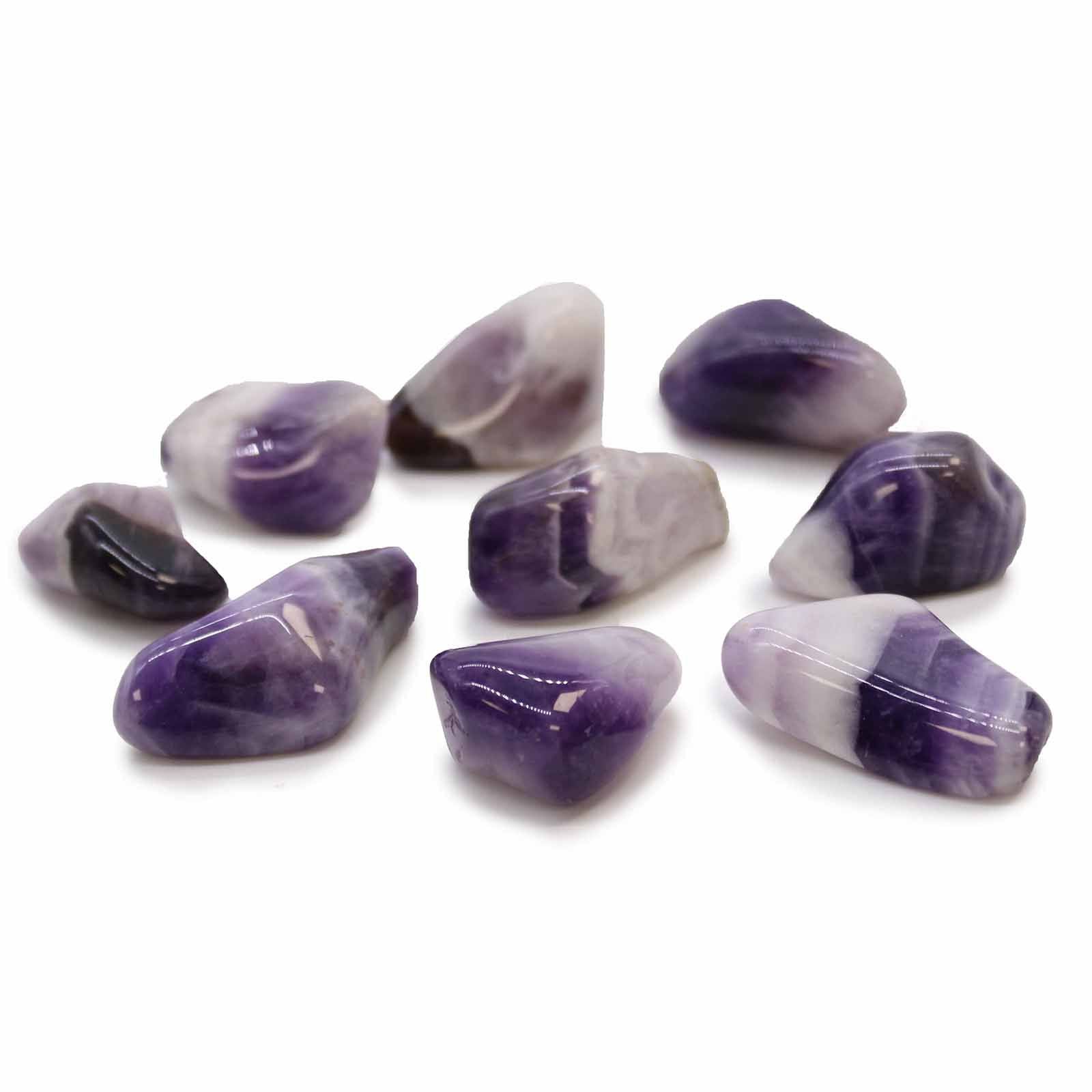 Tumble Stone x24 - Amethyst (Banded) (A Grade)