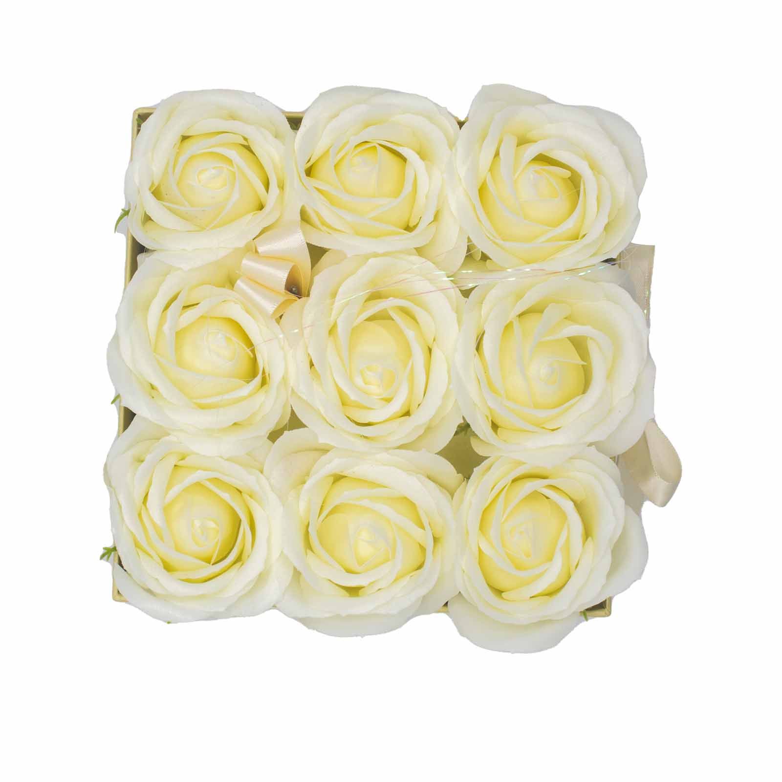 Flower Square Box - Cream Roses
