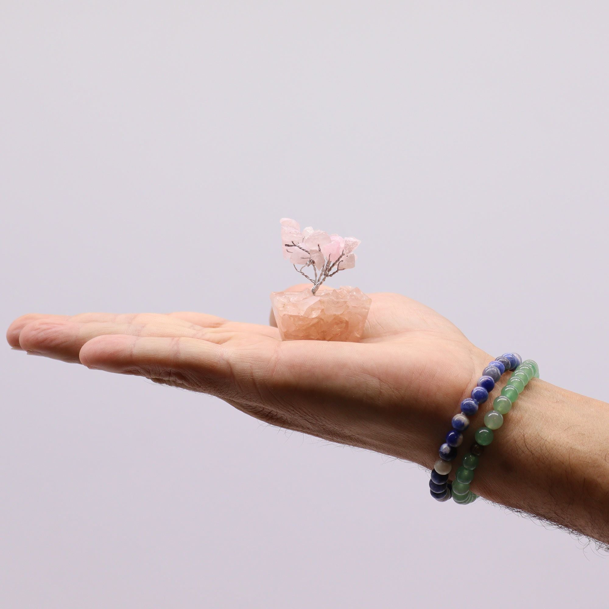 Mini Gemstone Tree on Orgonite Base (15 Stones) - Rose Quartz