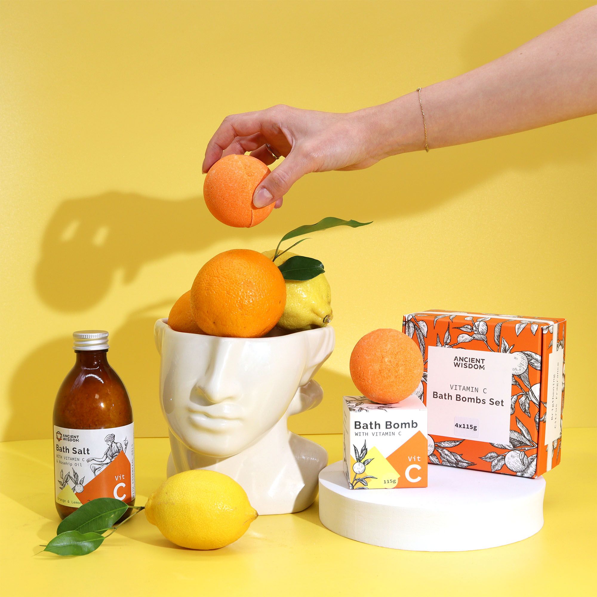 Vitamin C Infused Bath Bomb with Essential Oils Set of 4