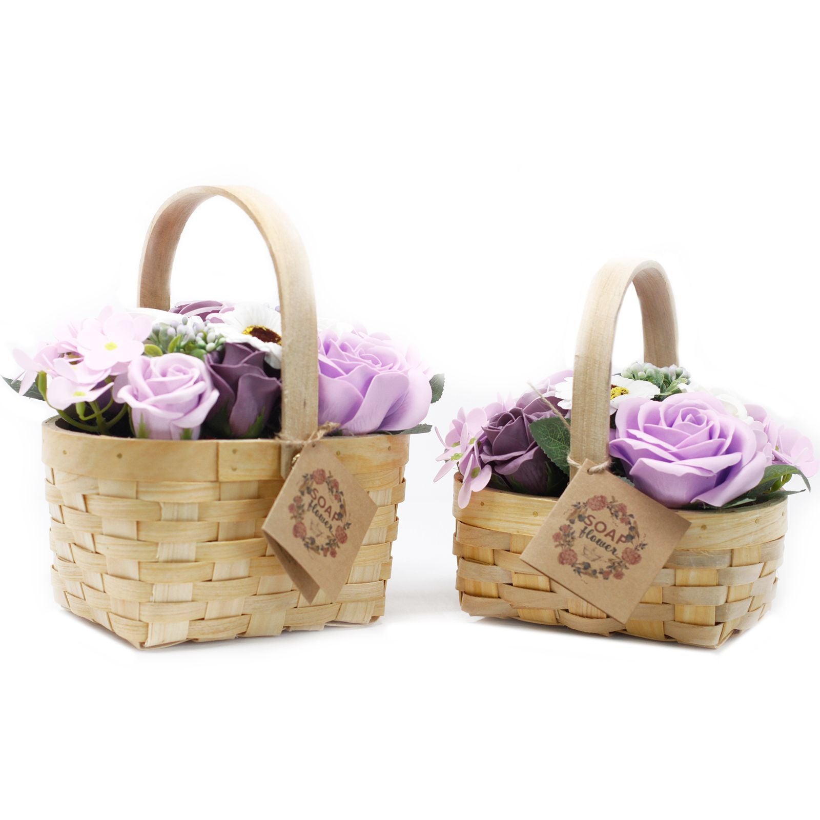 Medium Wicker Basket Bouquet – Pink