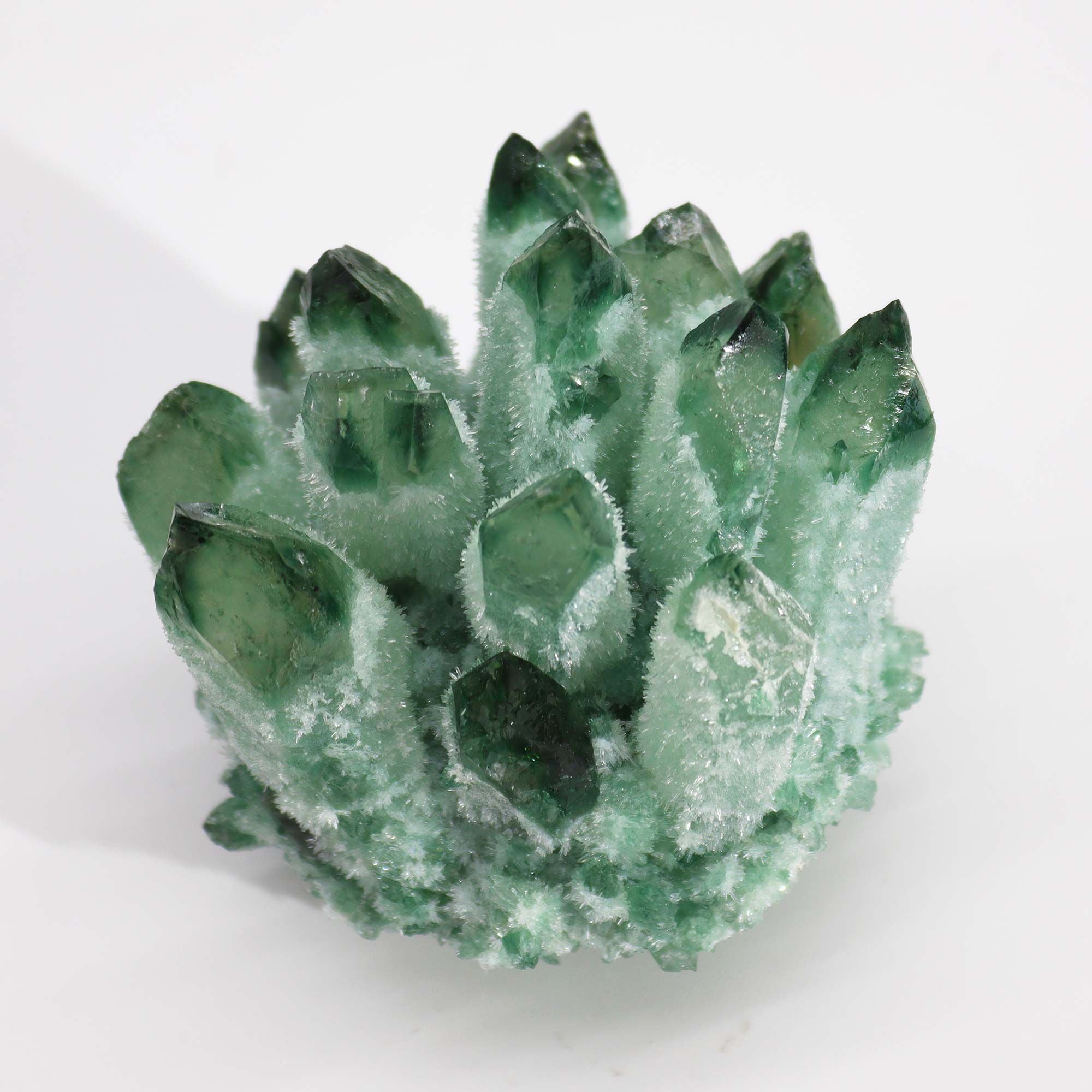 Crafted Natural Quartz Cluster - Green Ghost Quartz (Approx. 8 cm)