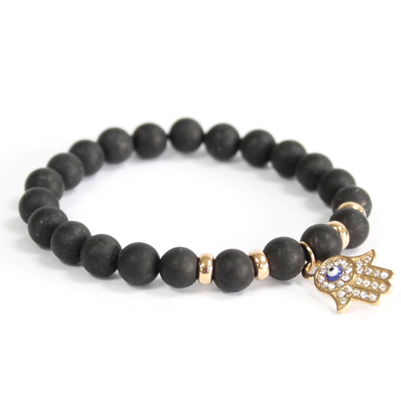 Noble Gemstone Bracelet - Hamsa (Black Agate)