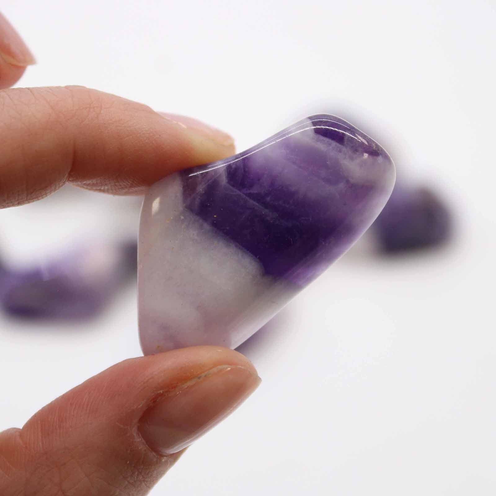 Tumble Stone x24 - Amethyst (Banded) (A Grade)