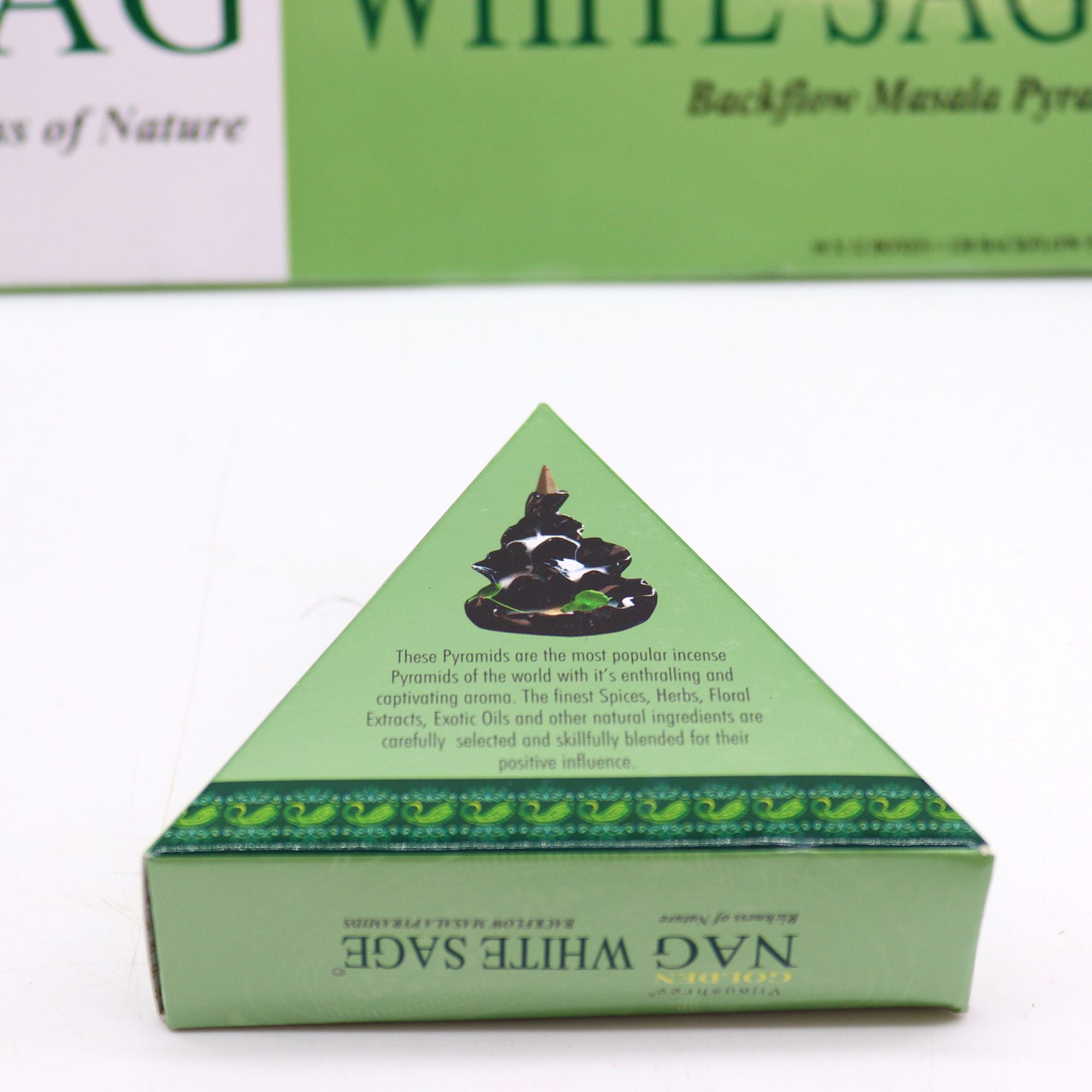 Jumbo Golden Nag Back Flow Incense Cones 42g - White Sage