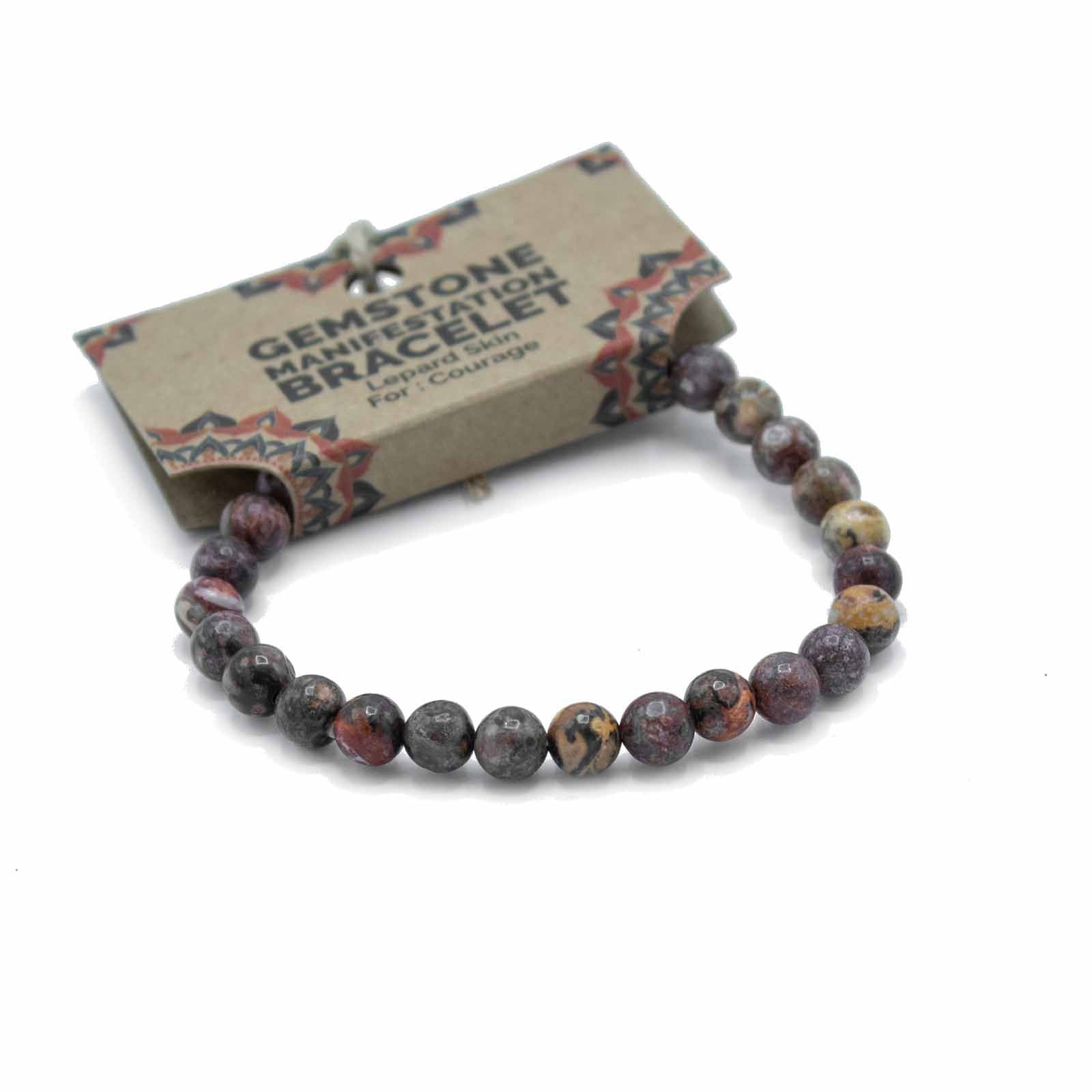 Gemstone Manifestation Bracelet - Leopard Skin Jasper (Courage)