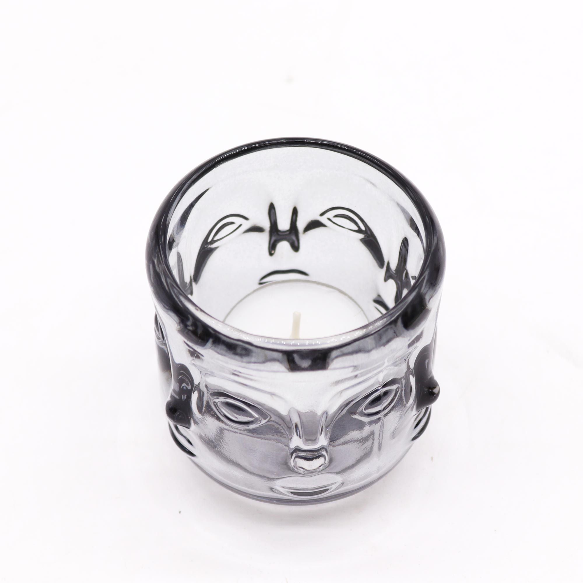 Buddha Faces Candle Jar Set of 2 – Midnight Grey