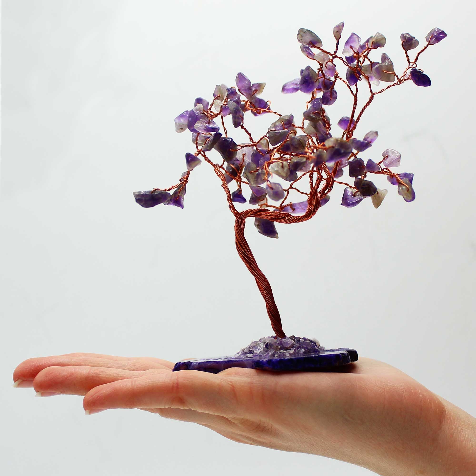 Large Gemstone Tree (100 Stones) - Amethyst on Natural Agate Base