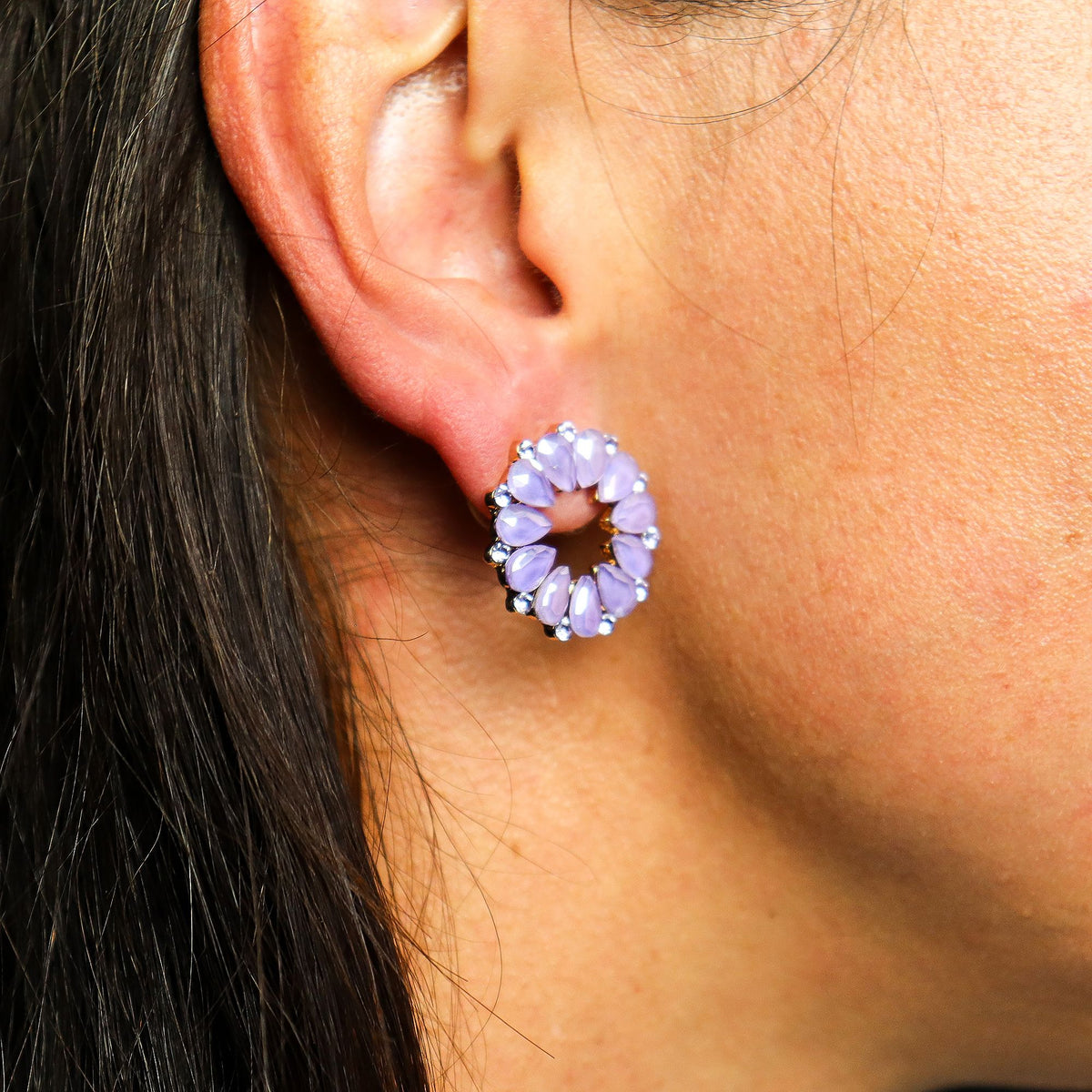Lavender Vintage Glass Earrings - Loop