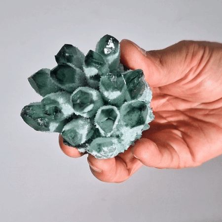 Crafted Natural Quartz Cluster - Green Ghost Quartz (Approx. 8 cm)