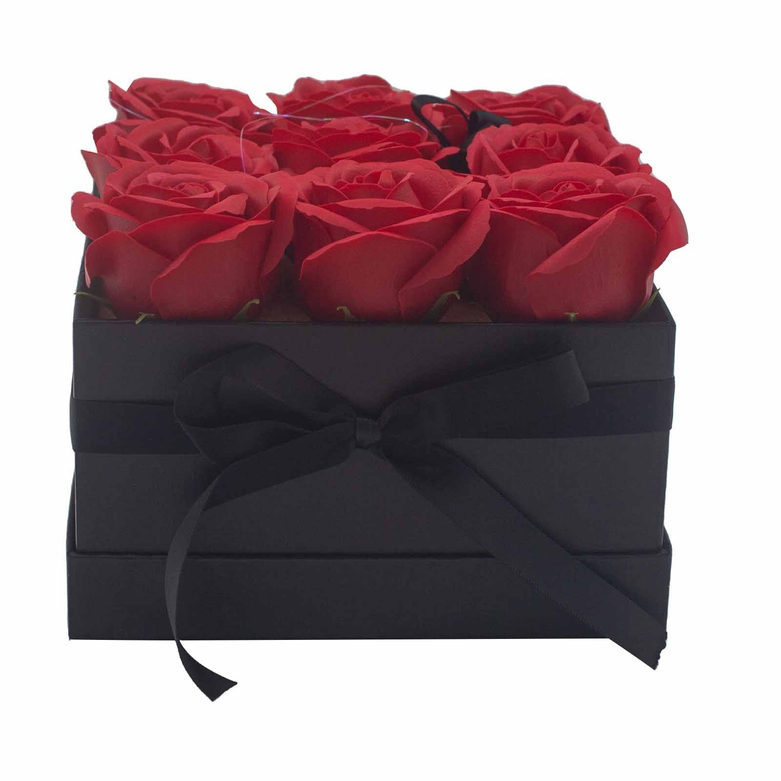 Flower Square Box - Red Roses