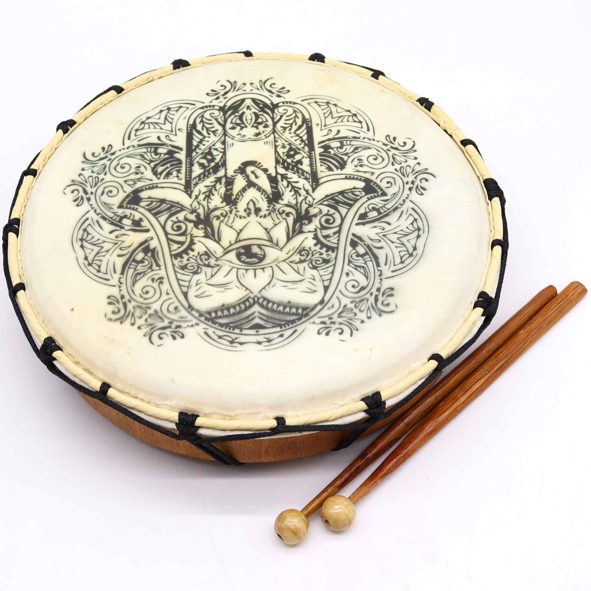 Shamanic Hamsa Drum with Two Sticks - 30cm