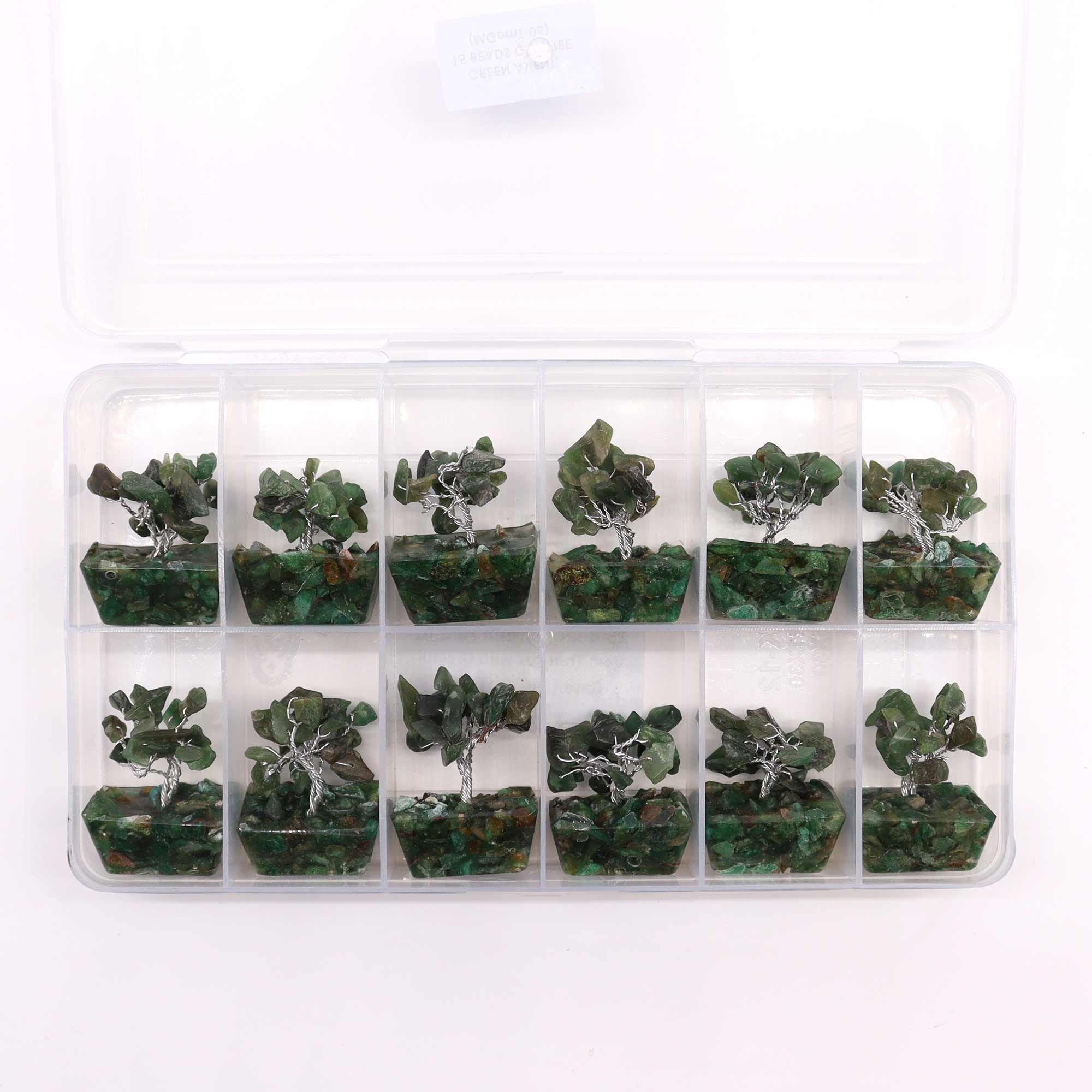 Mini Gemstone Tree on Orgonite Base (15 Stones) - Green Aventurine
