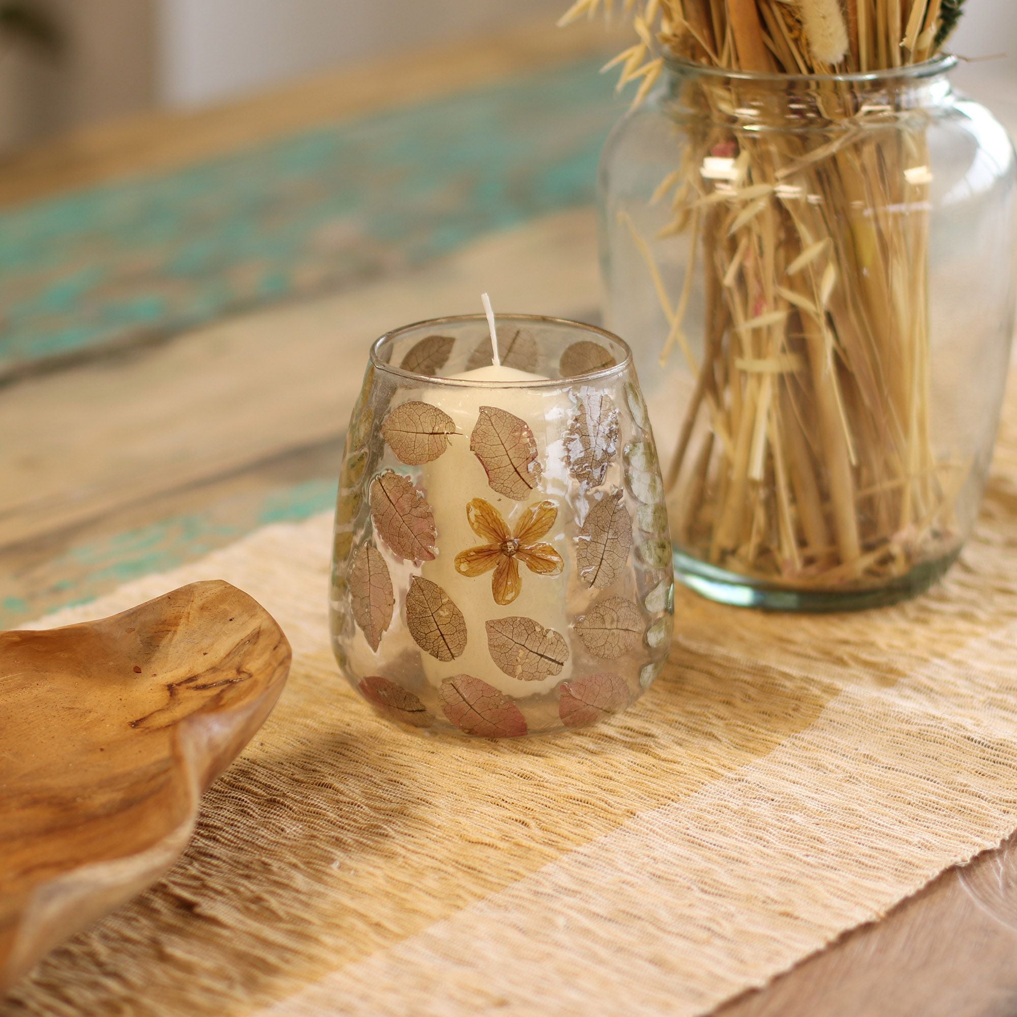 Natural Floral Glass – Vase Candle Holder – Primavera