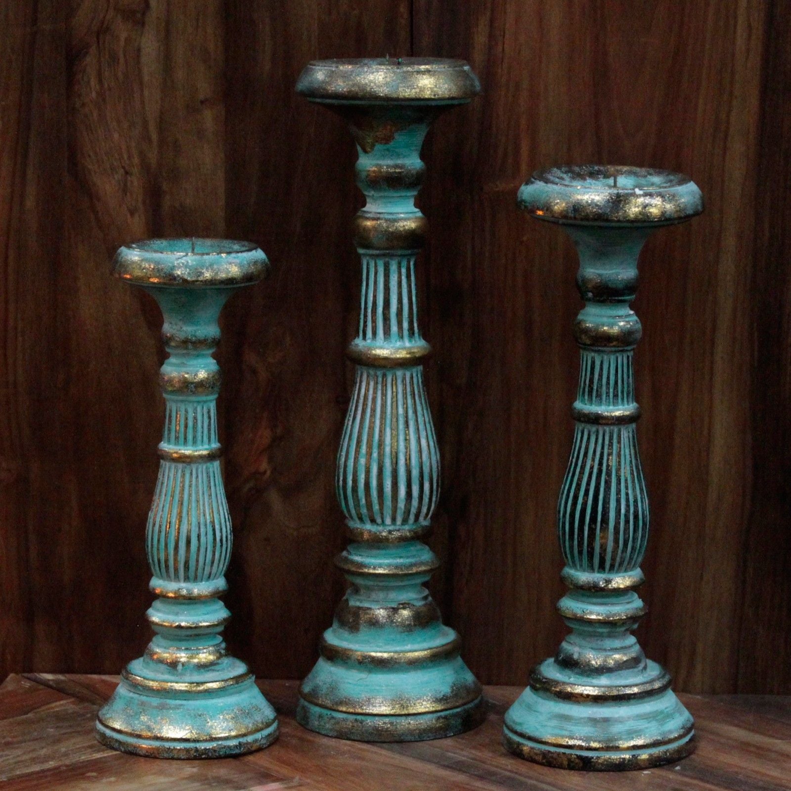 Medium Candle Stand – Turquois Gold