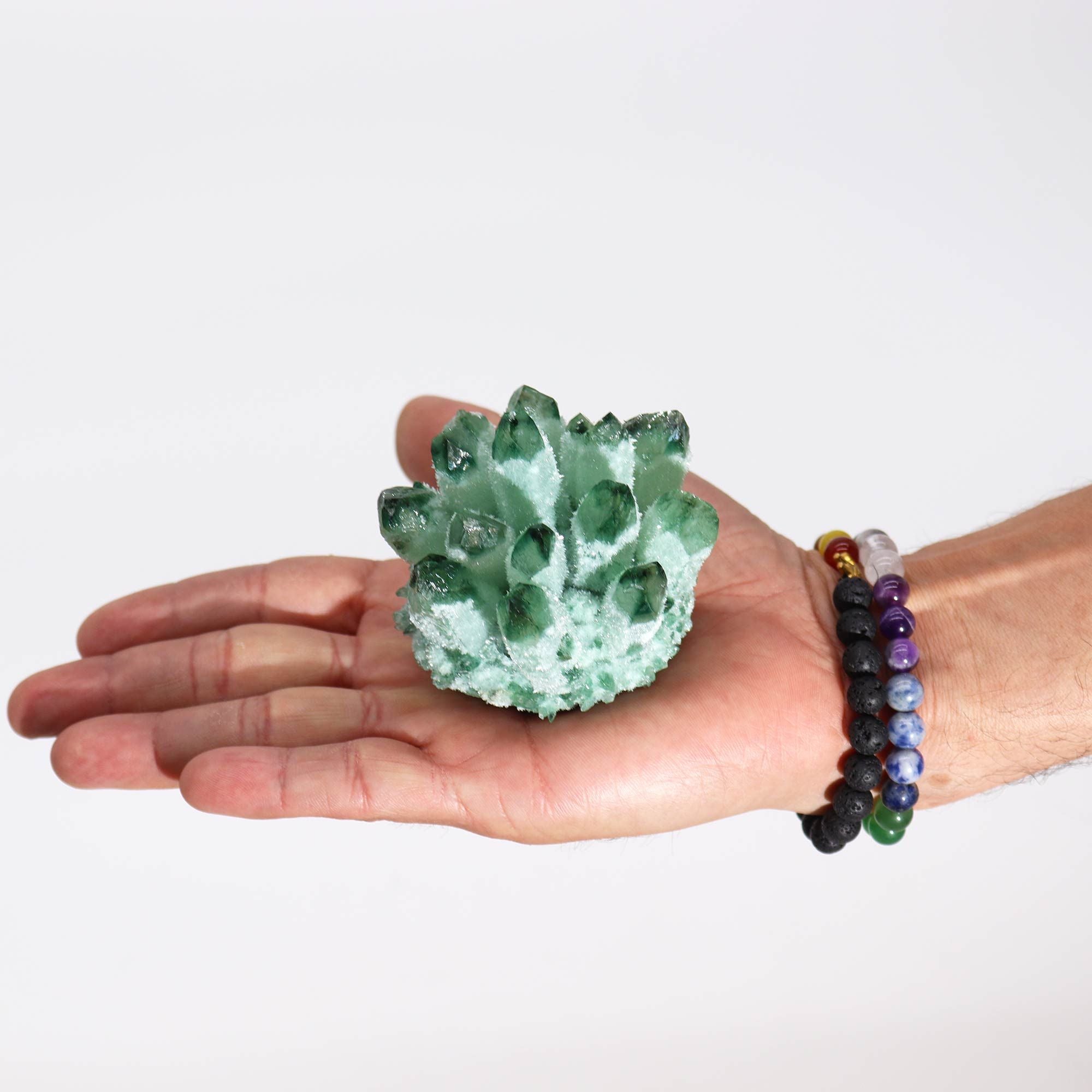 Crafted Natural Quartz Cluster - Green Ghost Quartz (Approx. 8 cm)