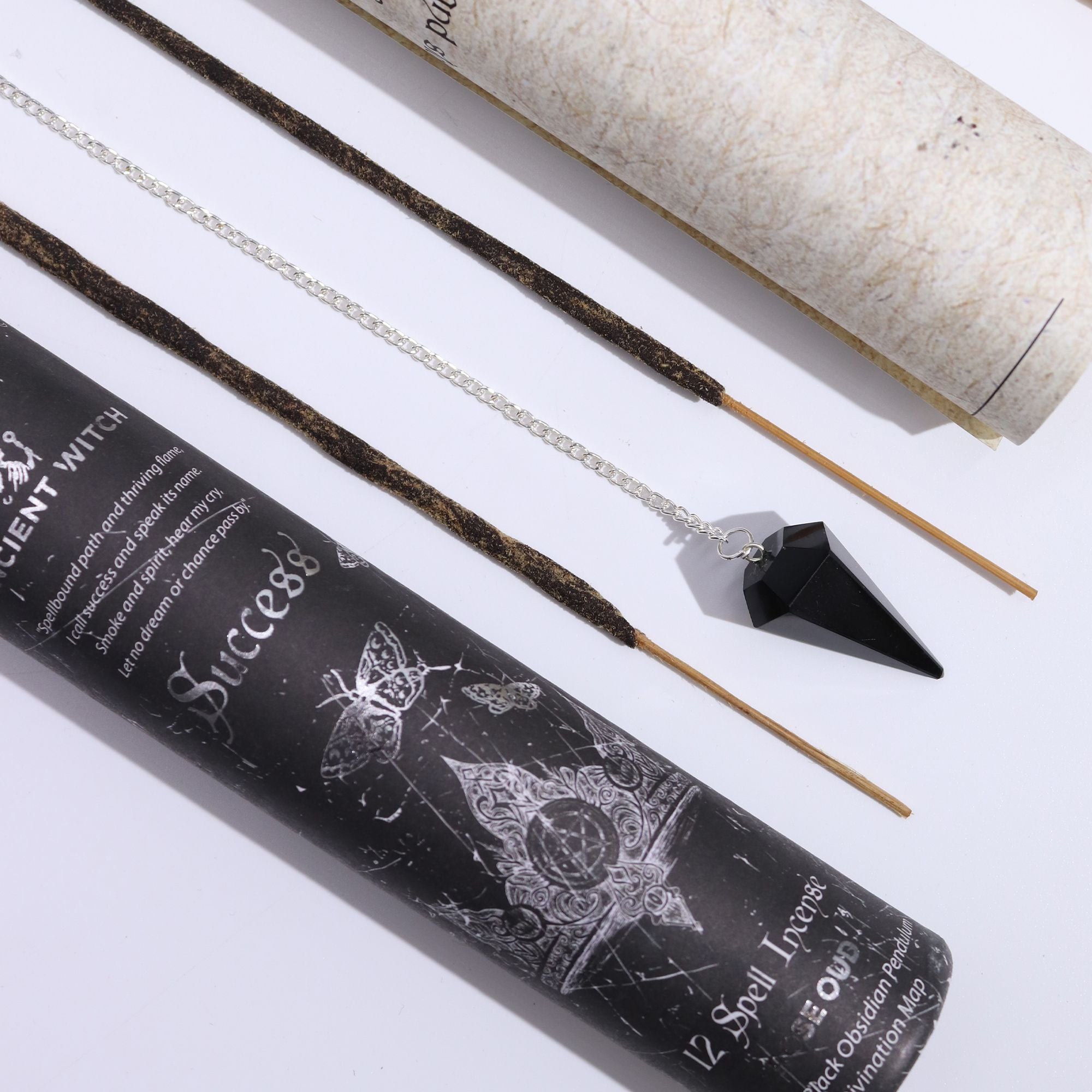 Ancient Witch Spell Incense -  Black Obsidian Pendulum - Success