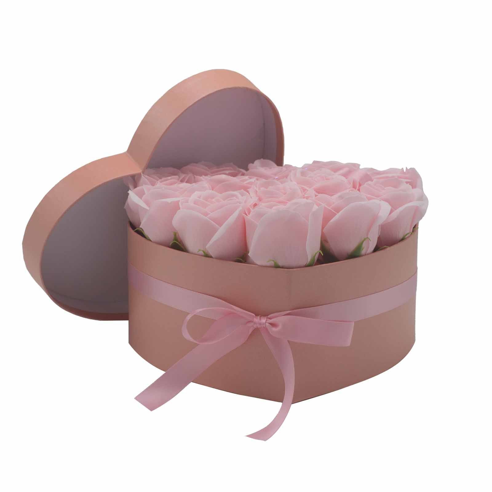 Flower Heart Box - Pink Roses