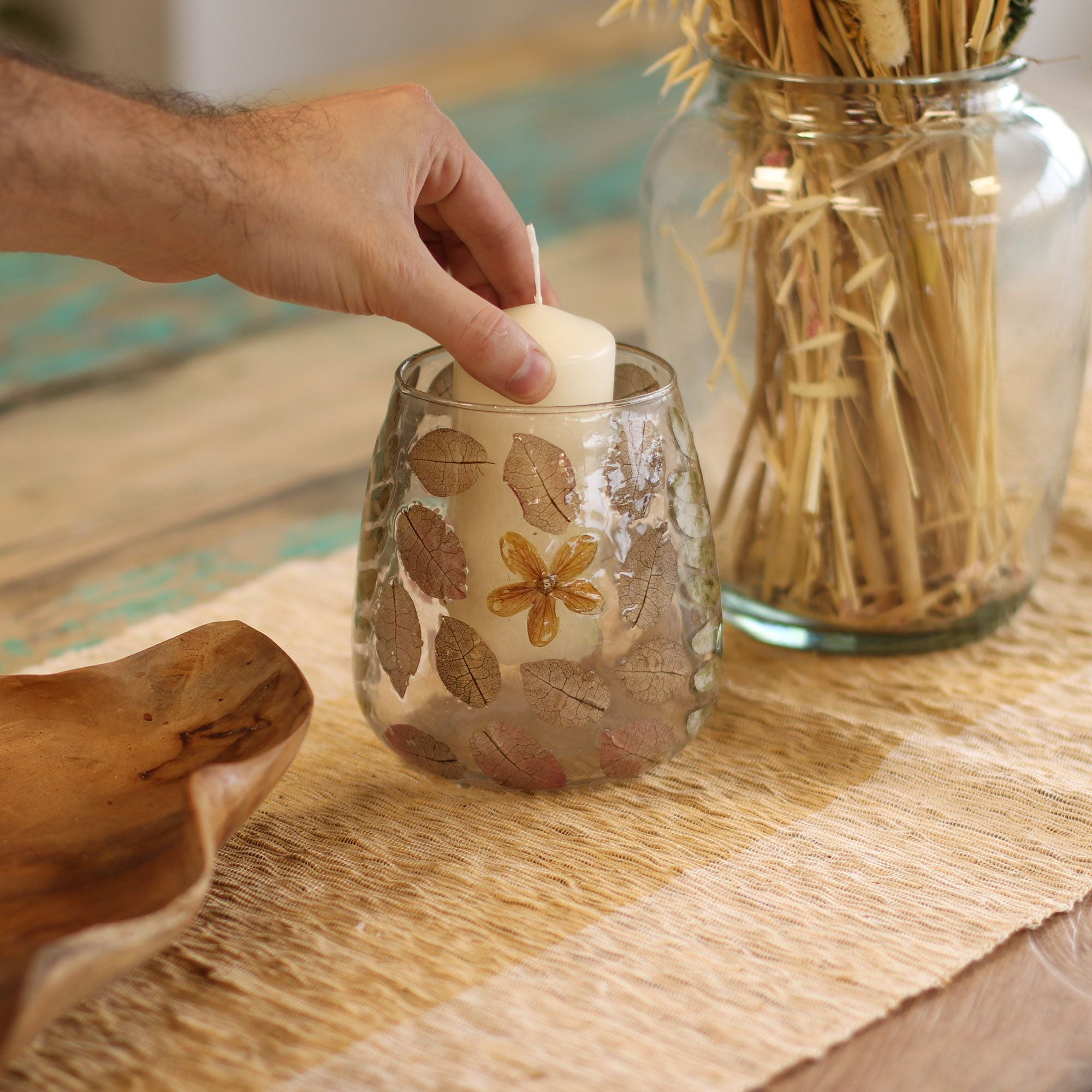 Natural Floral Glass – Vase Candle Holder – Primavera