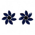 Royal Blue Vintage Glass Earrings - Flowers
