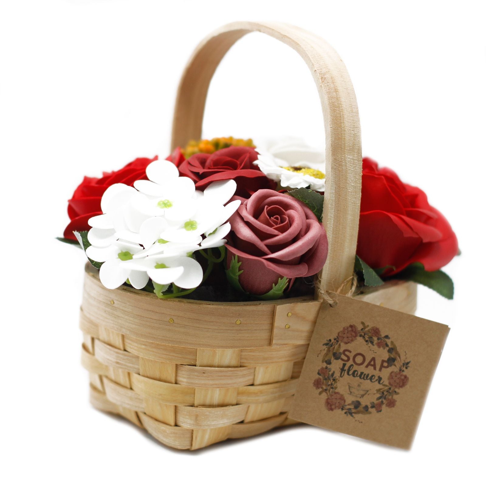 Medium Wicker Basket Bouquet – Red