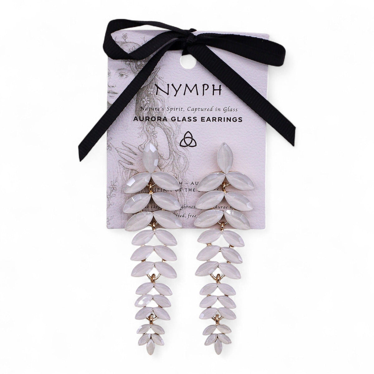 Pearl Vintage Glass Earrings - Long Drop