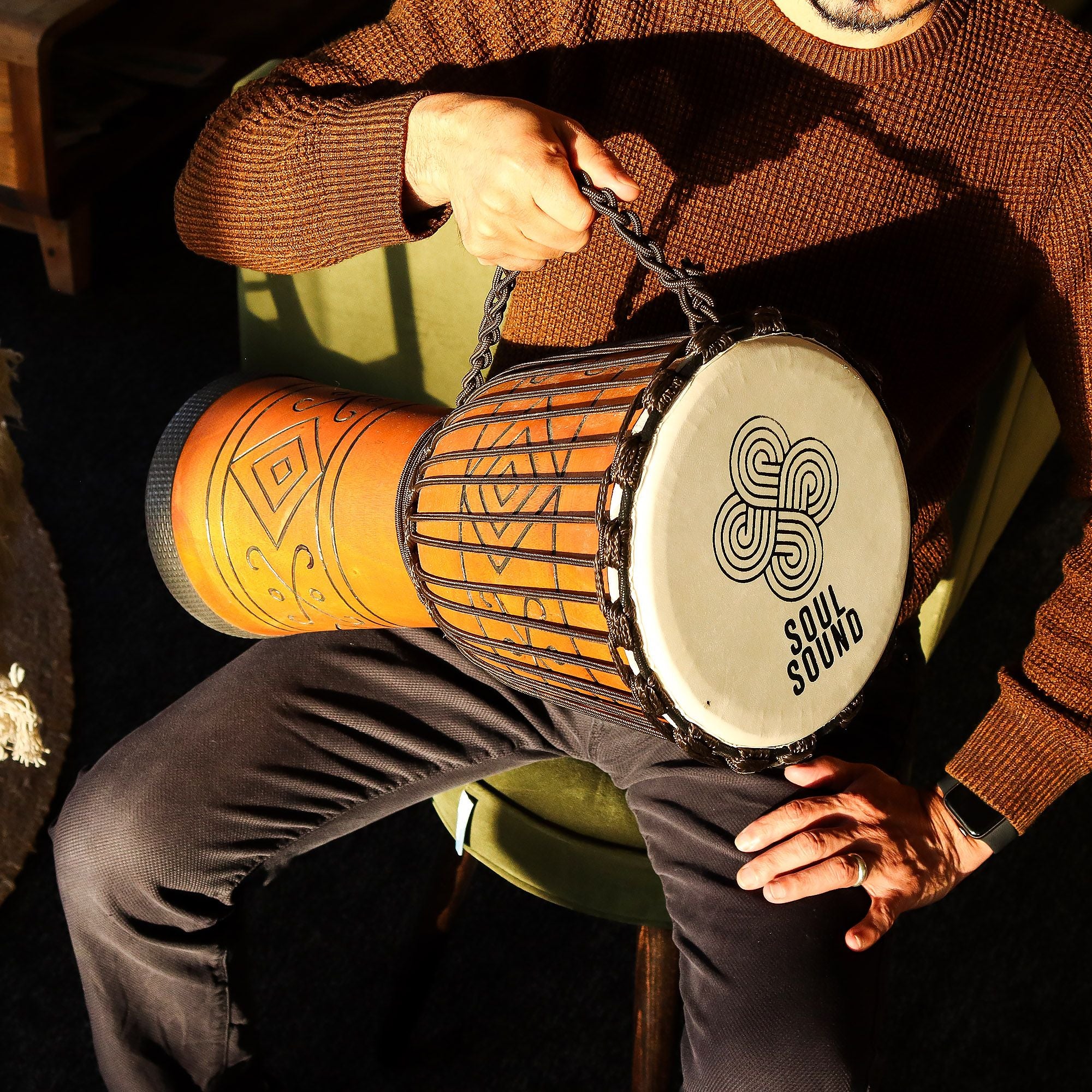 Pro Djembe Drum Large - Soul Sound (low) - 50cm (22cm Diia)