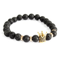 Noble Gemstone Bracelet - Gold Crown (Lava Stone)