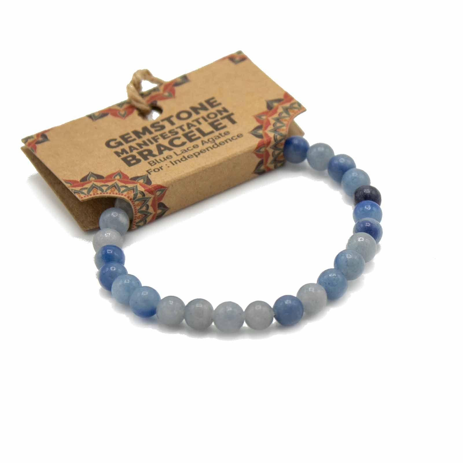 Gemstone Manifestation Bracelet - Blue Lace Agate (Independence)