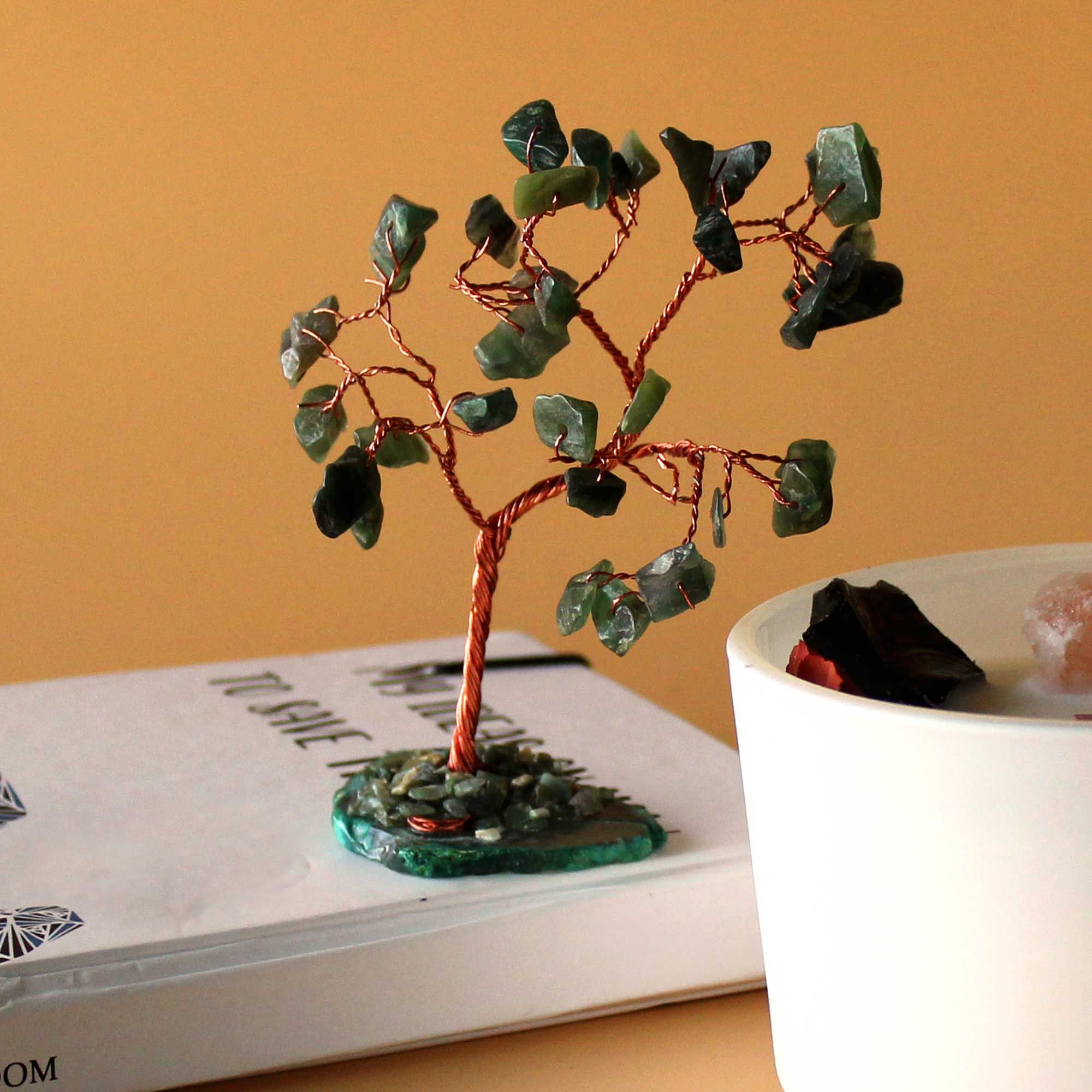 Gemstone Tree (35 Stones) - Green Aventurine on Green Agate Base