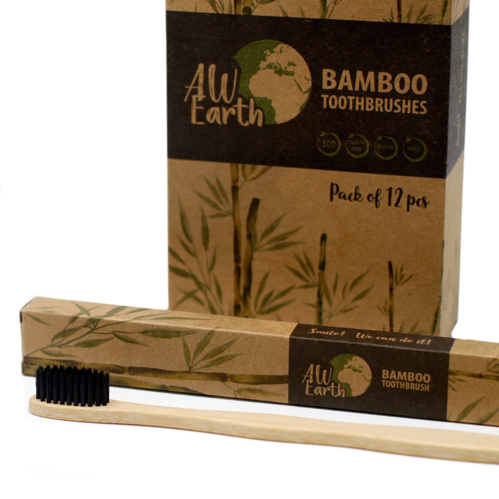Bamboo Toothbrush 1x - Charcoal Medium Soft