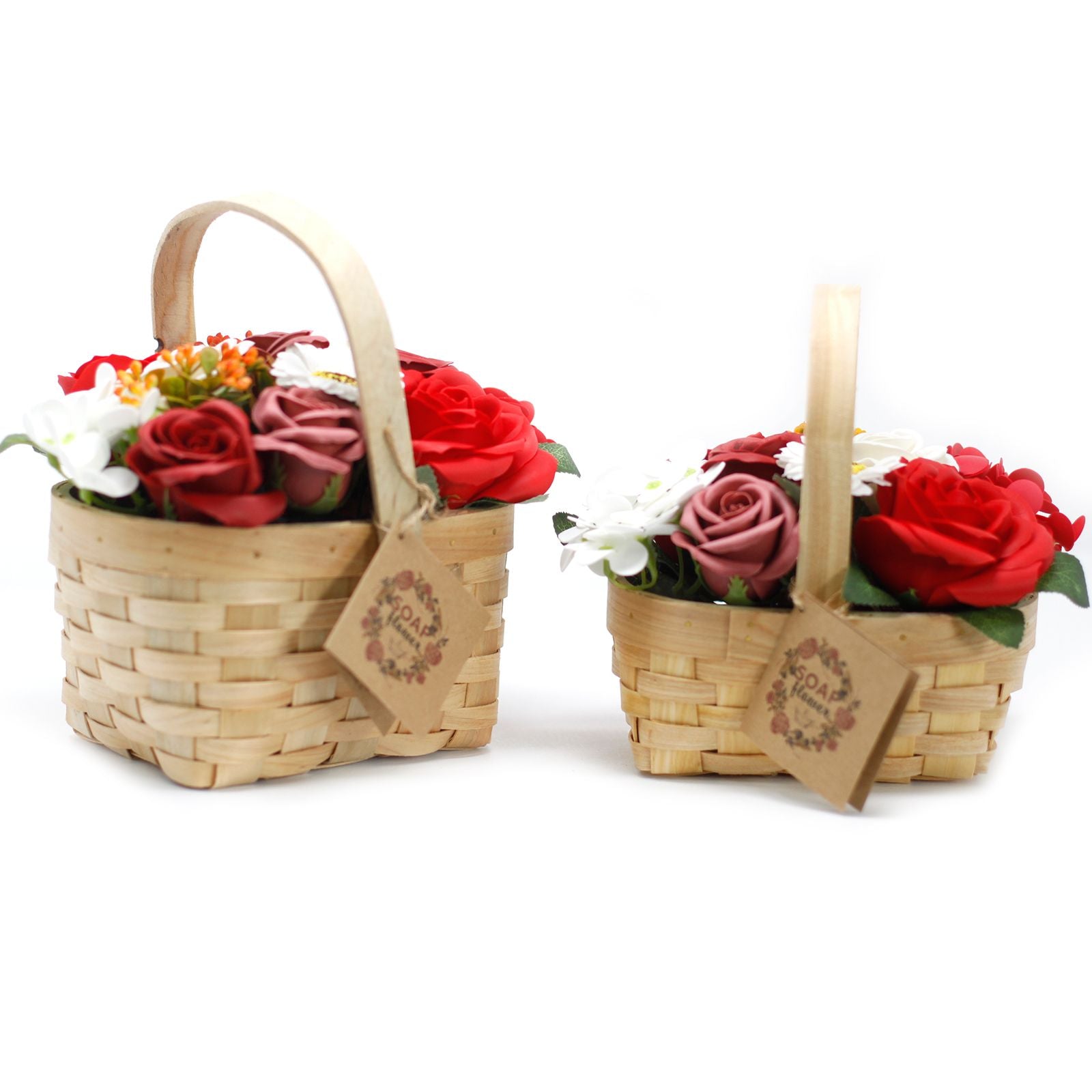 Medium Wicker Basket Bouquet – Red