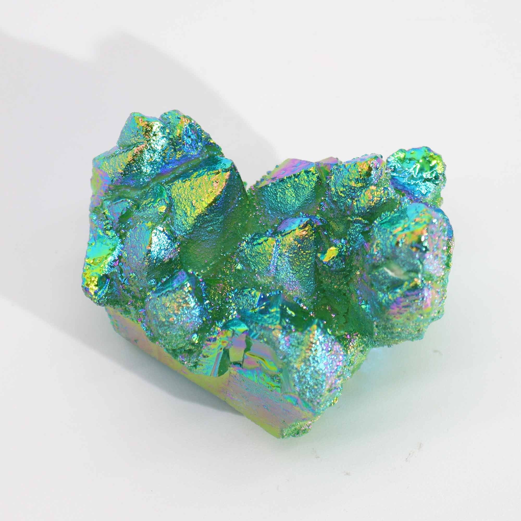 Enhanced Natural Quartz Cluster - Aura Green Flame Quartz (Approx. 7–10 cm)