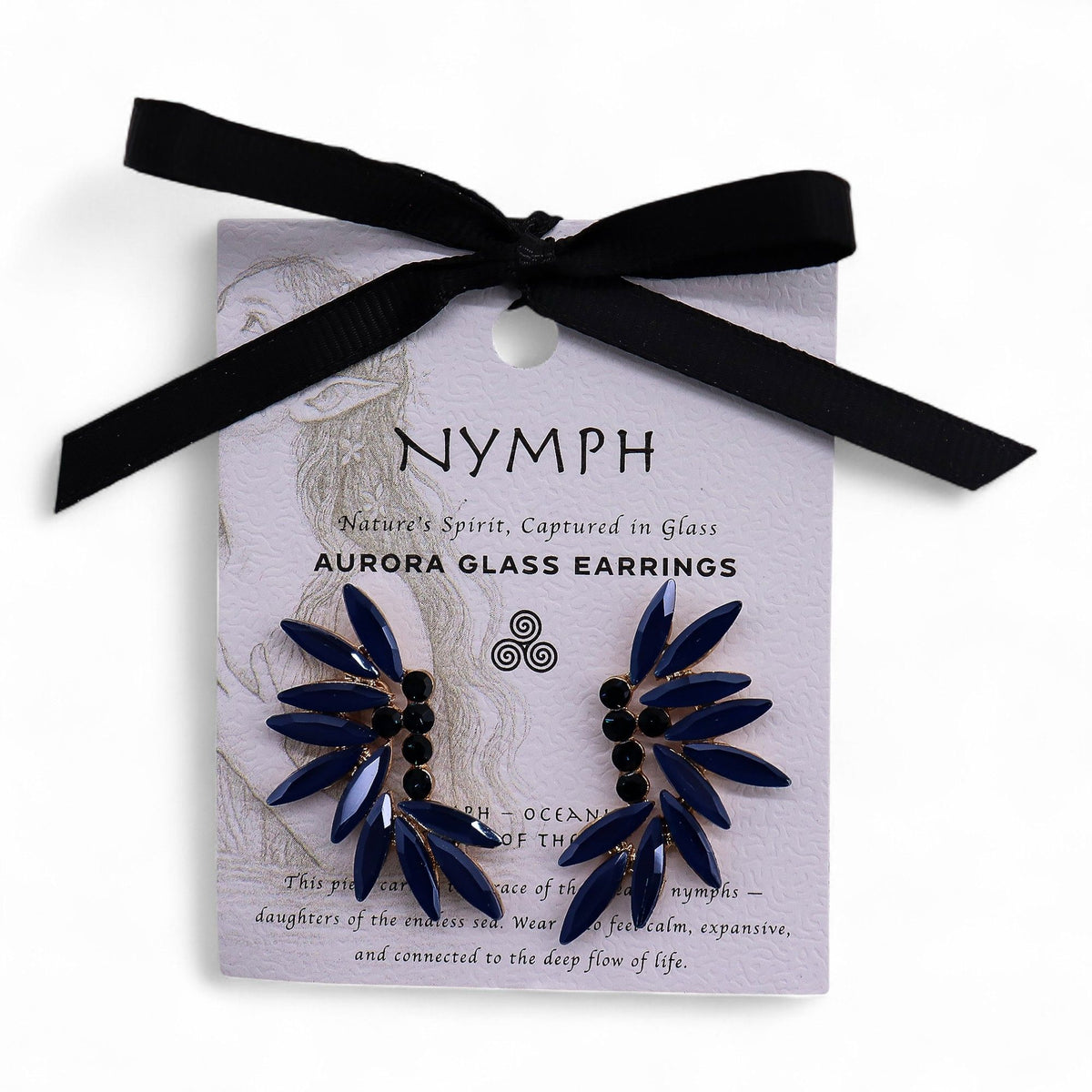 Royal Blue Vintage Glass Earrings - Fairies