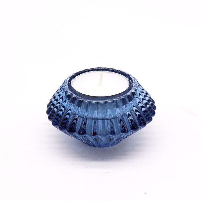 Flower Flip Dinner Candle Tealight Holder Set of 2 – Royal Blue