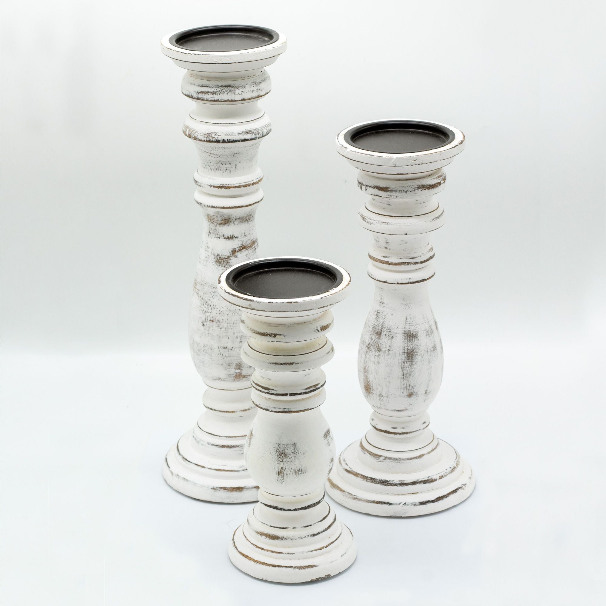 Classic Candle Stand – Whitewash Large