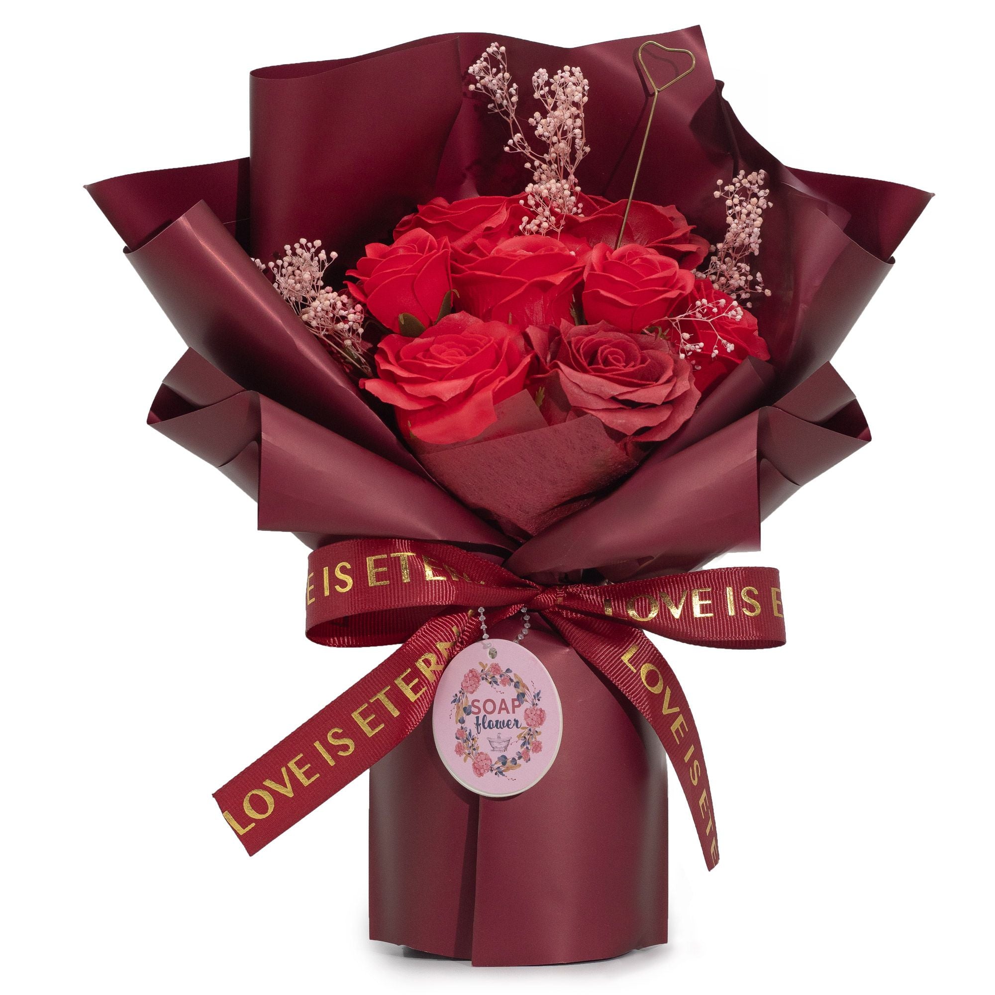 Großer Strauß roter Rosen – Liebe ist ewig – Grußkarte