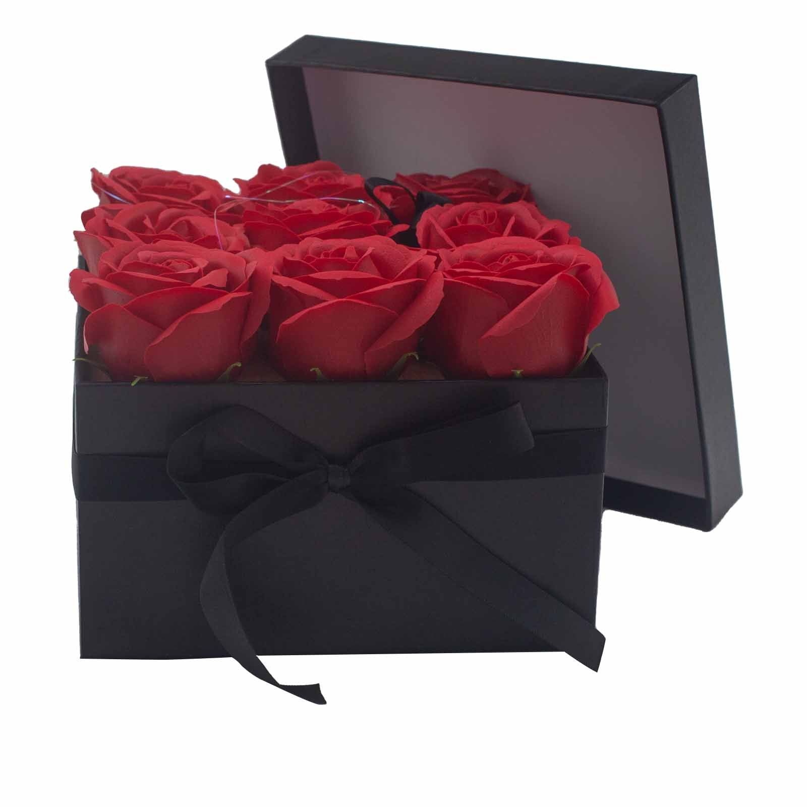 Flower Square Box - Red Roses