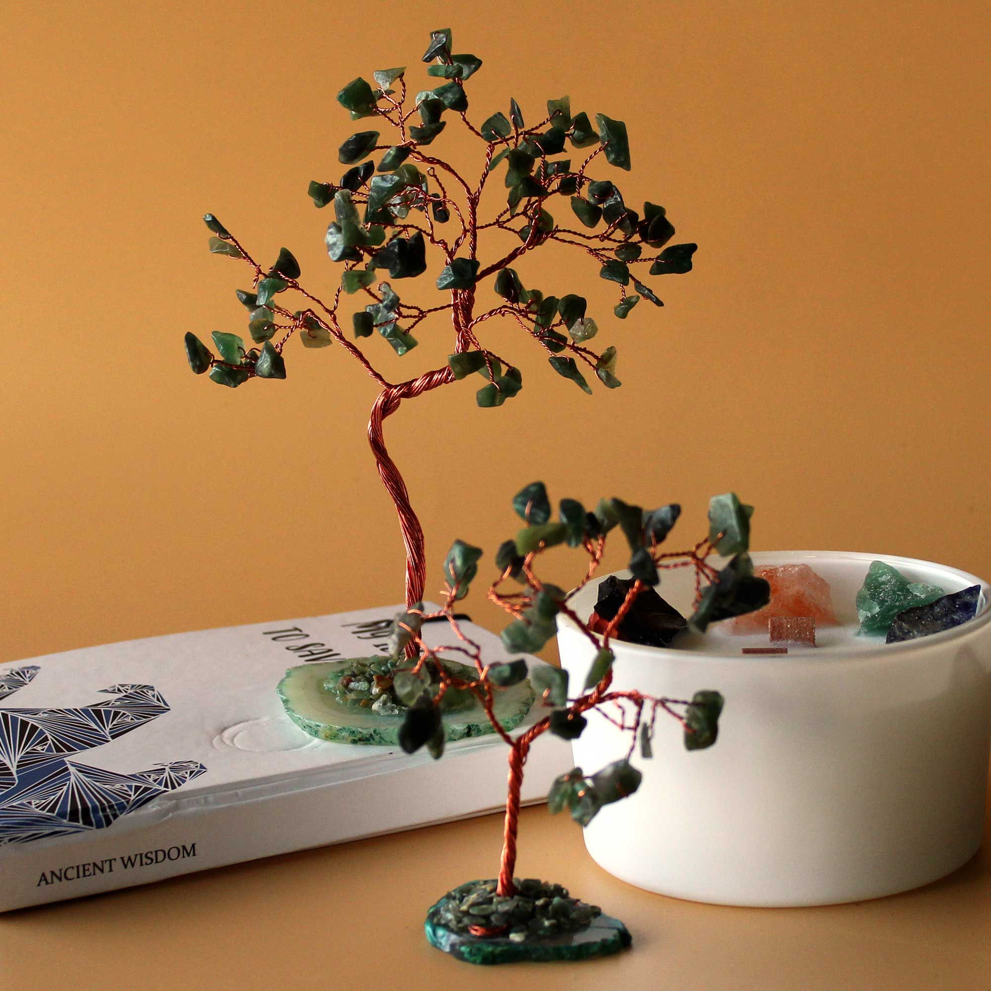 Gemstone Tree (35 Stones) - Green Aventurine on Green Agate Base