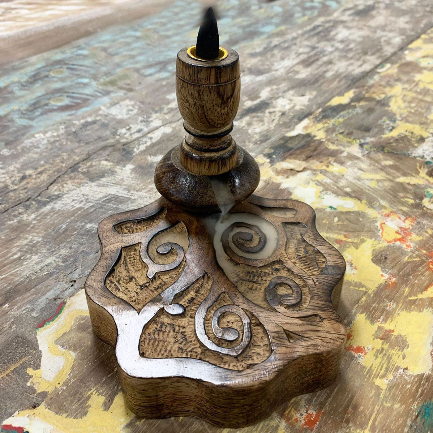 Mango Wood Backflow Burner Small - Tree of Life